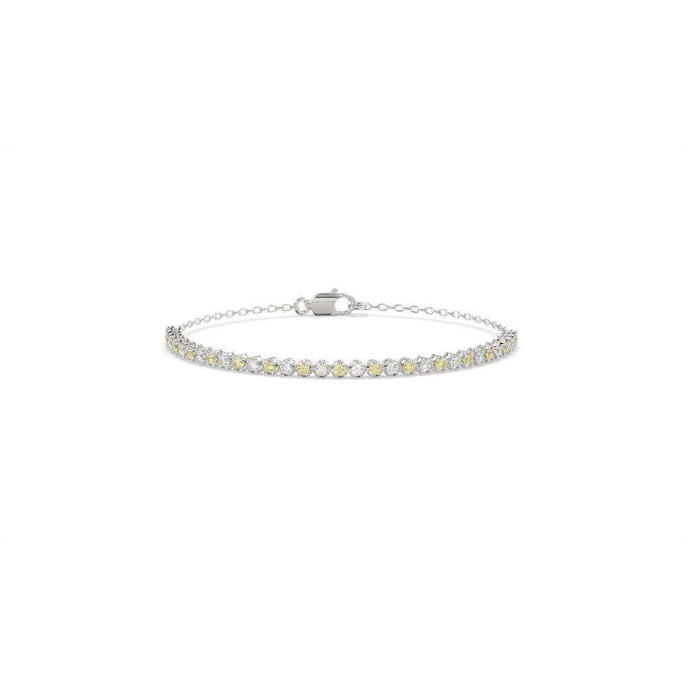 360 degree view of Yellow & White Lab Diamond Silver Tennis Chain Bracelet (1 ct. tw.)