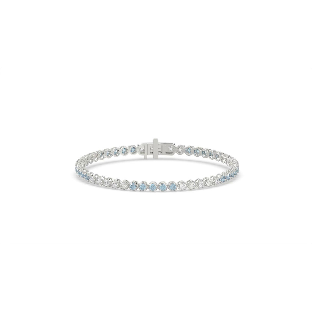 360 degree view of Blue & White Lab Diamond Silver Tennis Bracelet (3 ct. tw.)