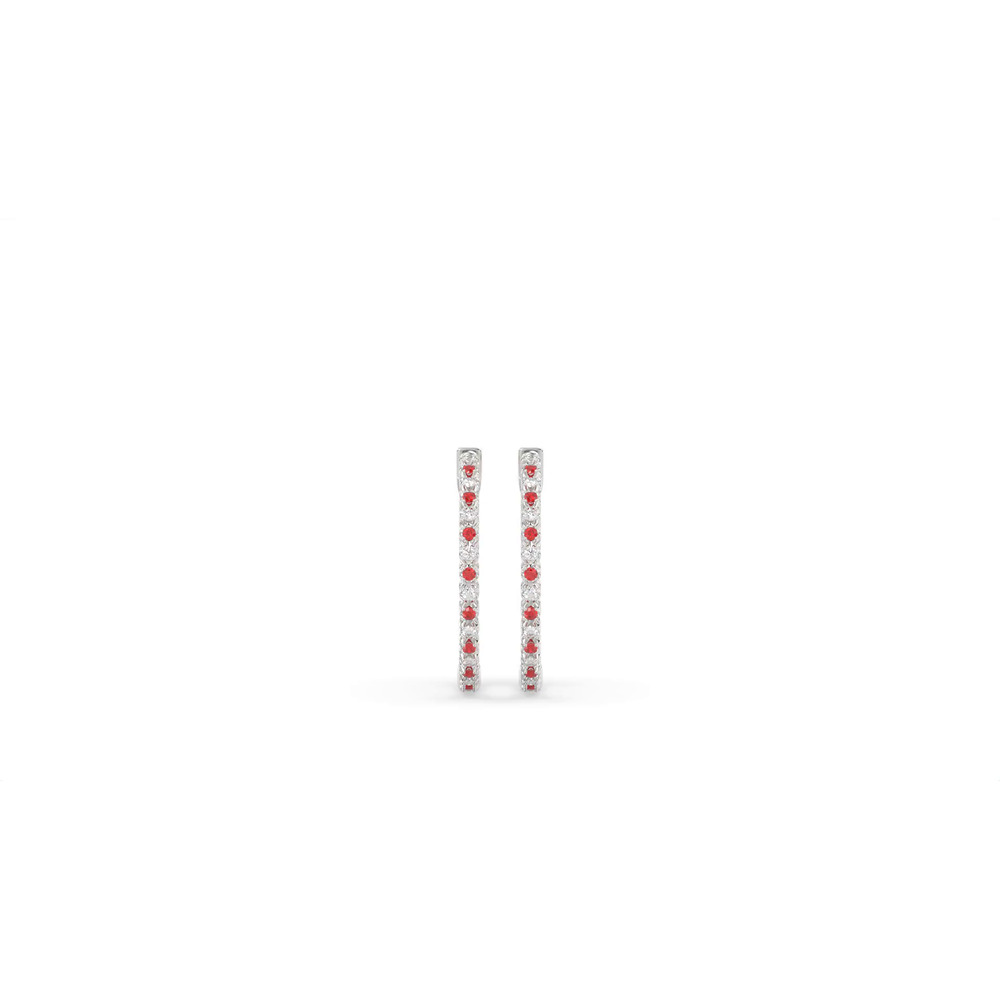 360 degree view of Lab Diamond & Lab Ruby Inside-Out Hoop Earrings (32 mm)