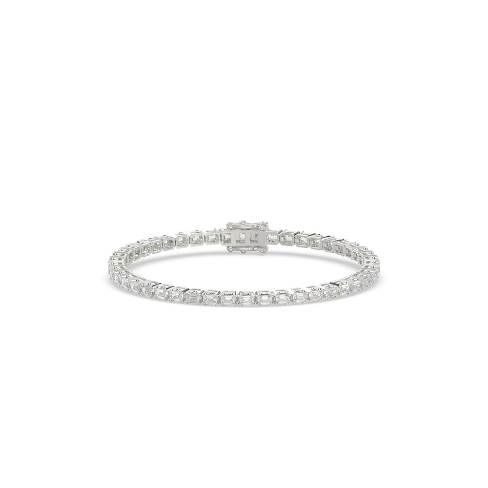 360 degree view of Emerald-Cut Lab Diamond Silver Tennis Bracelet (4.50 ct. tw.)