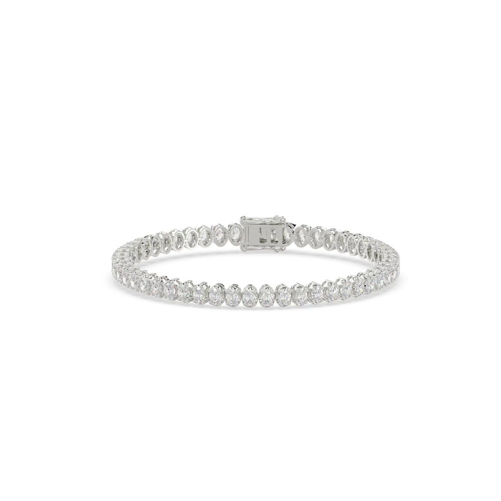 360 degree view of North-South Oval Lab Diamond Silver Tennis Bracelet (5 ct. tw.)