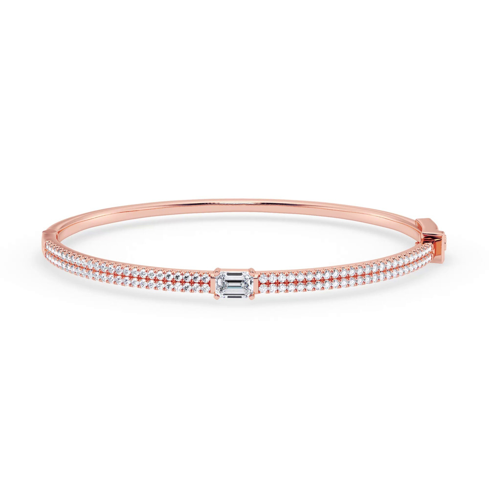 360 degree view of Double Row Emerald Diamond Bangle