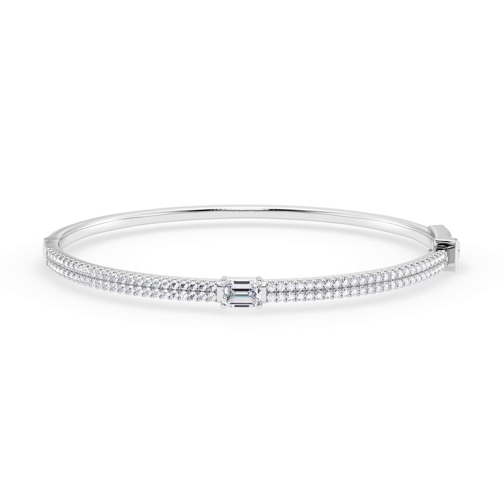 360 degree view of Double Row Emerald Diamond Bangle
