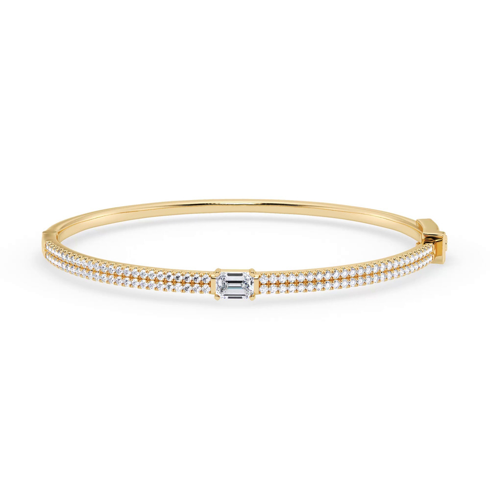 360 degree view of Double Row Emerald Diamond Bangle