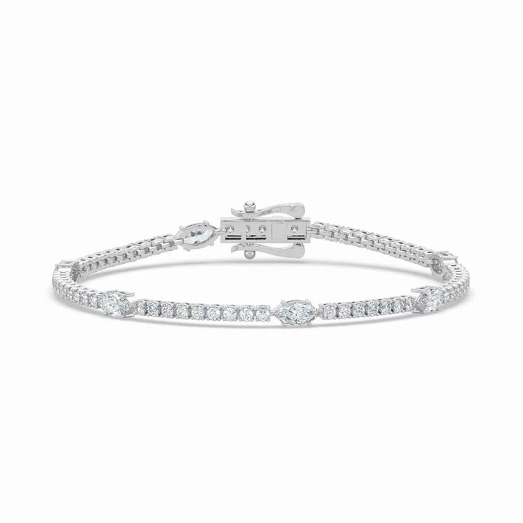 360 degree view of Marquise Station Lab Diamond Tennis Bracelet