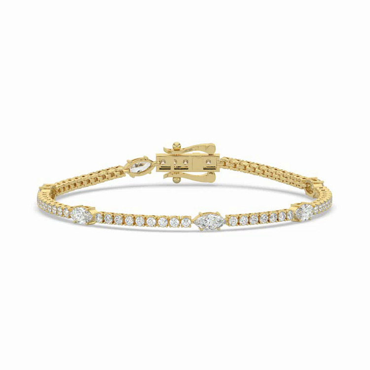 360 degree view of Marquise Station Lab Diamond Tennis Bracelet