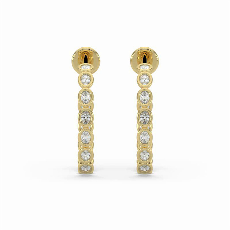 360 degree view of Oval Bezel Inside-Out Lab Diamond Hoop Earrings