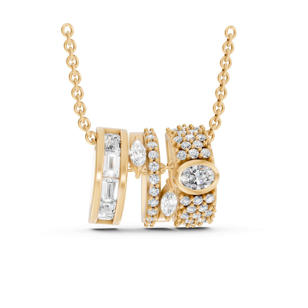 360 degree view of Triple Arc Mixed-Cut Lab Diamond Pendant