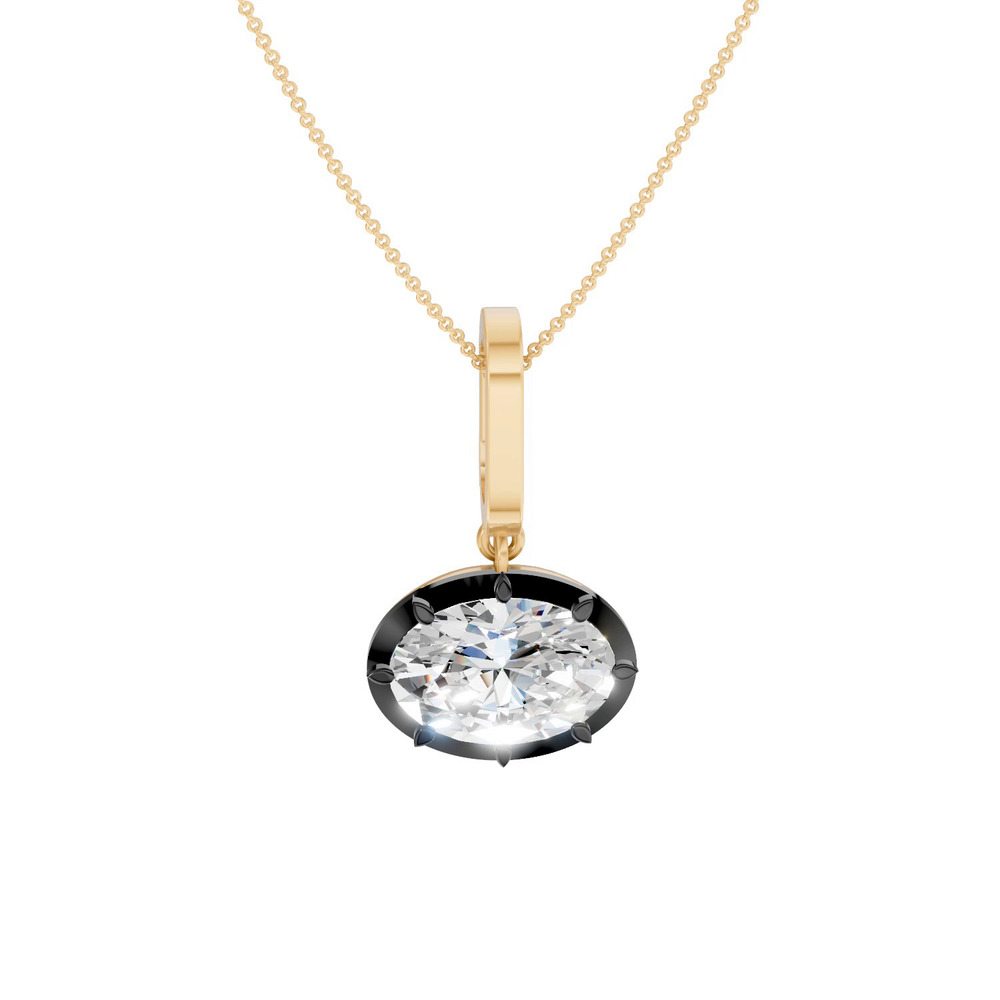 360 degree view of Black Bezel Oval Lab Diamond Pendant (2.00 ct. tw.)