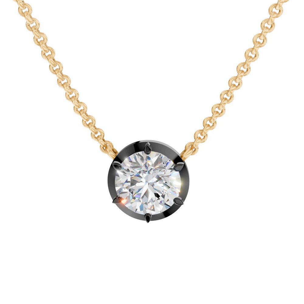 360 degree view of Black Bezel Round Lab Diamond Pendant (1 ct. tw.)
