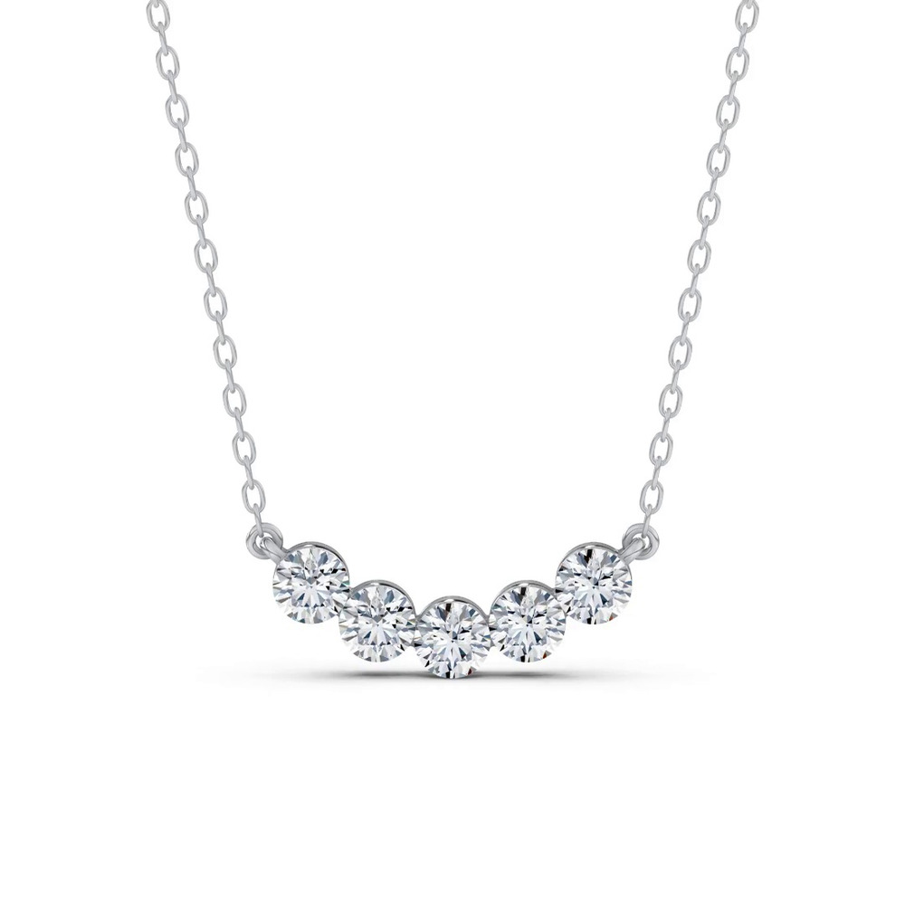 360 degree view of Invisible-Set Curved Lab Diamond Necklace