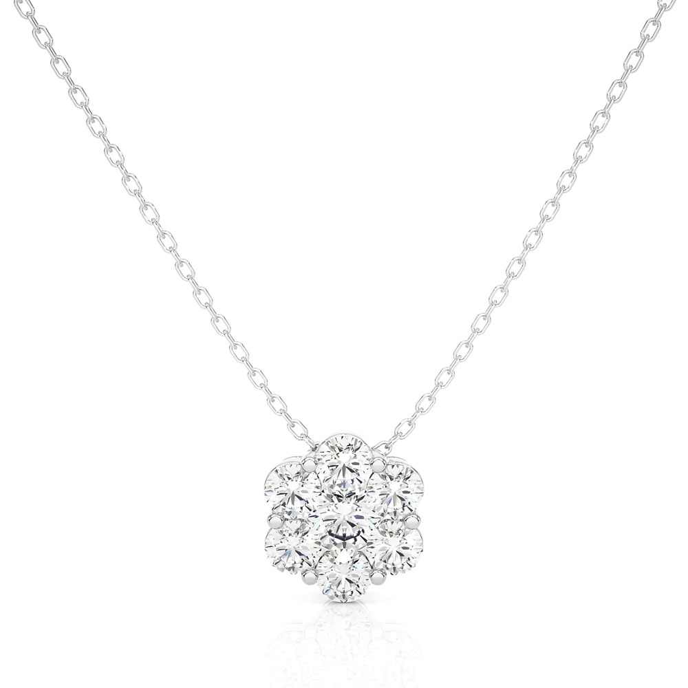 360 degree view of Floral Lab Diamond Cluster Necklace (2 ct. tw.)