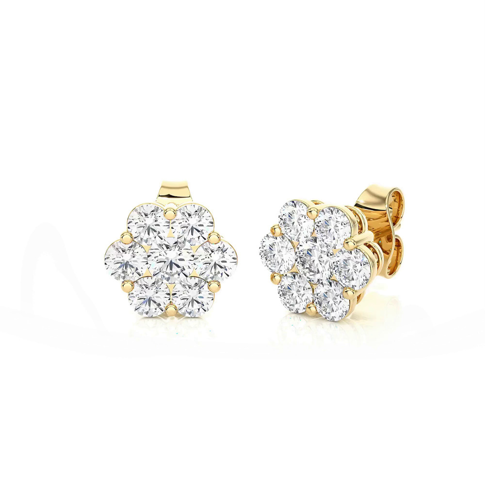 360 degree view of Floral Lab Diamond Cluster Earrings (2 ct. tw.)