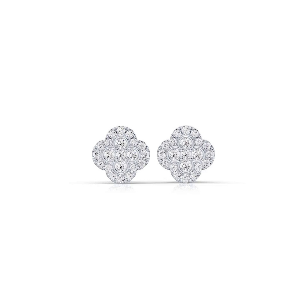 360 degree view of Florelle Quatrefoil Halo Earrings