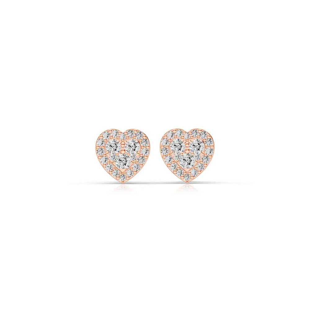 360 degree view of Amorette Heart Cluster Halo Earrings