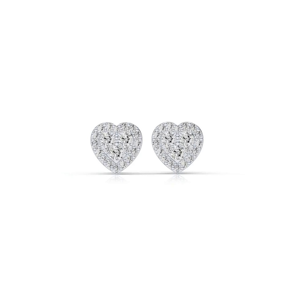 360 degree view of Amorette Heart Cluster Halo Lab Earrings