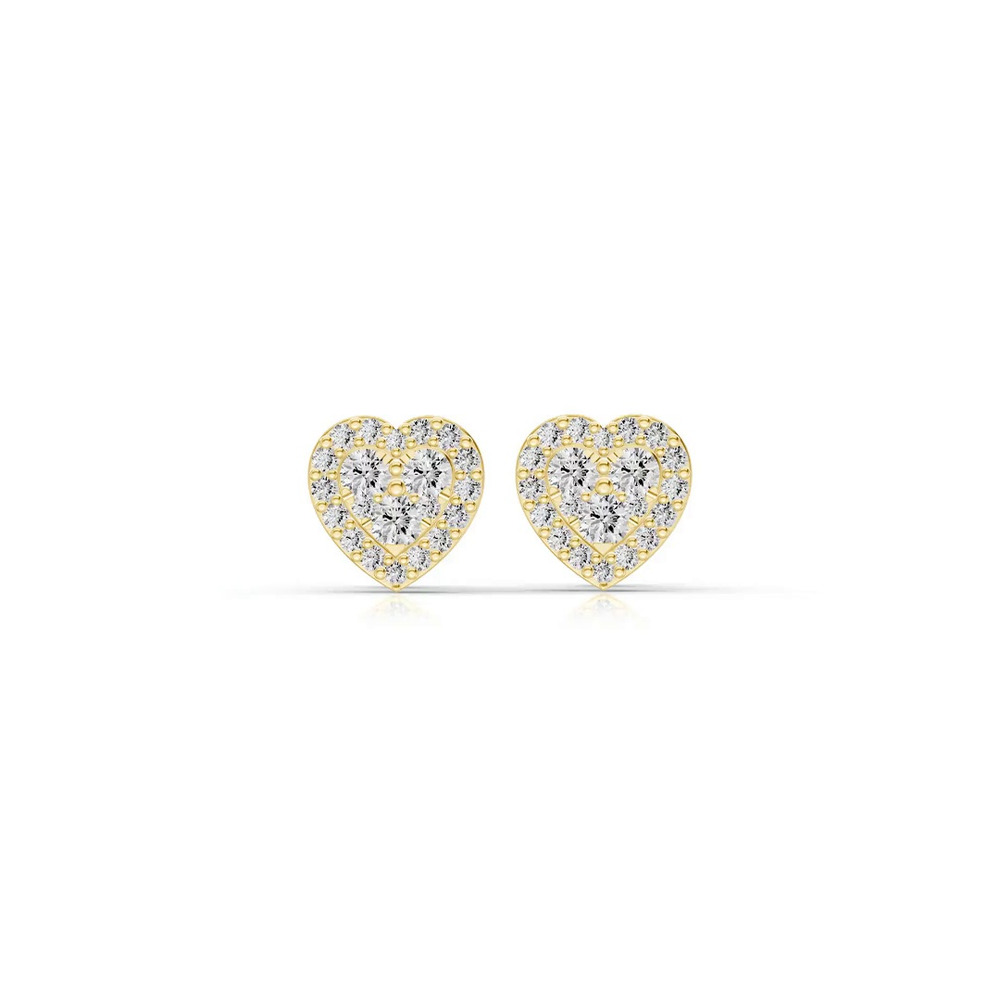 360 degree view of Amorette Heart Cluster Halo Lab Earrings