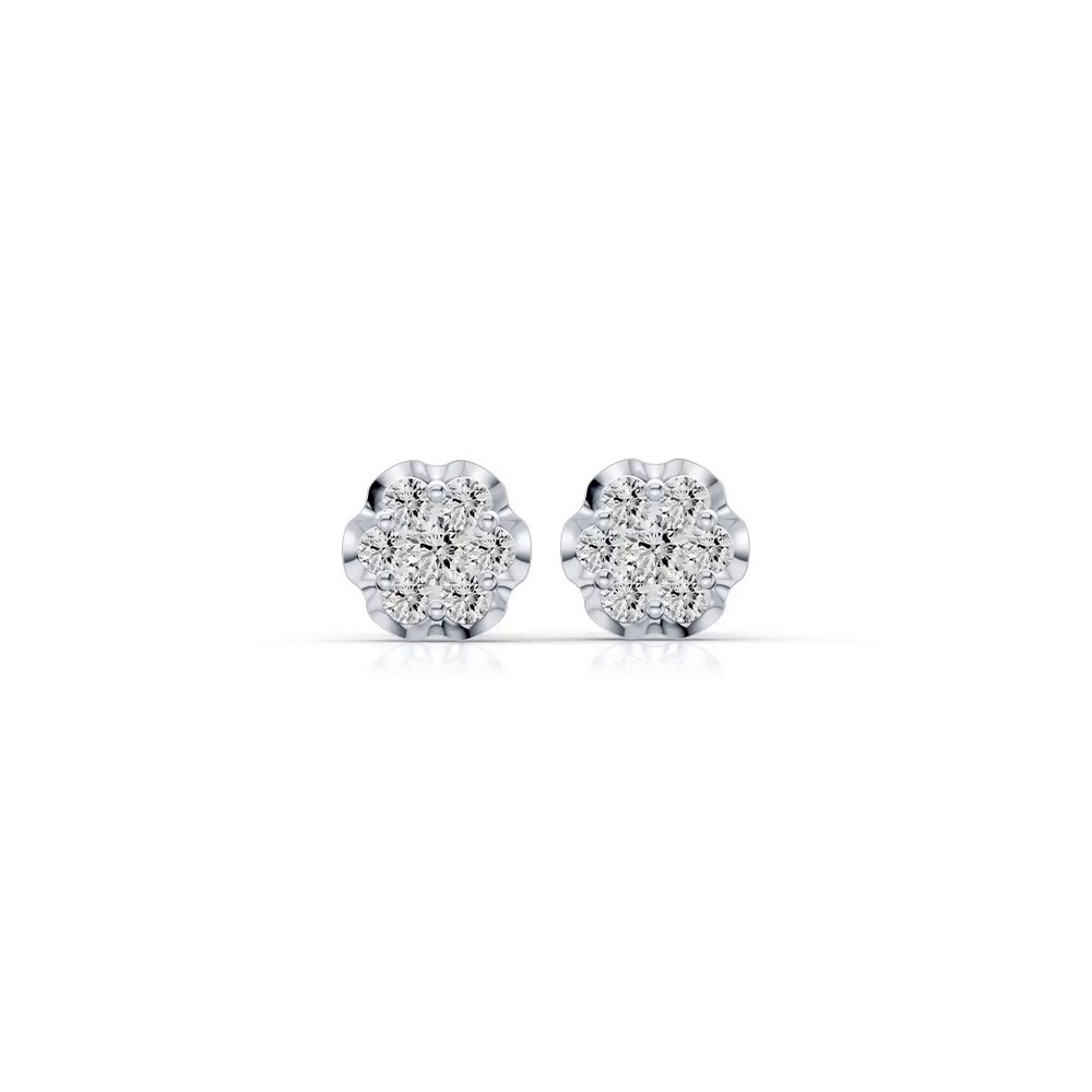 360 degree view of Camellia Scalloped Cluster Earrings