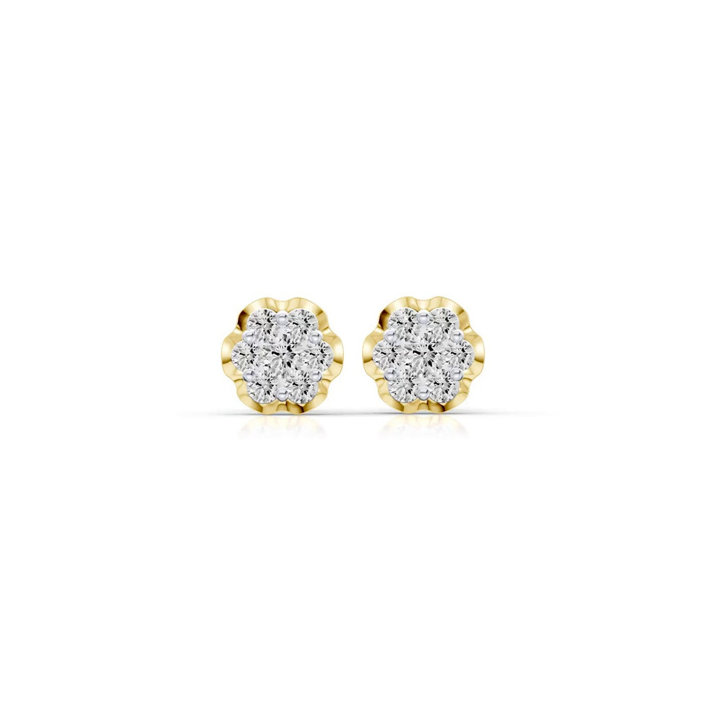 360 degree view of Camellia Scalloped Cluster Lab Earrings