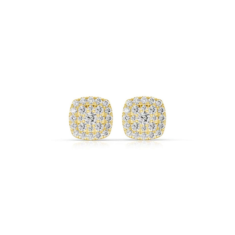 360 degree view of Elissa Double Halo Lab Earrings