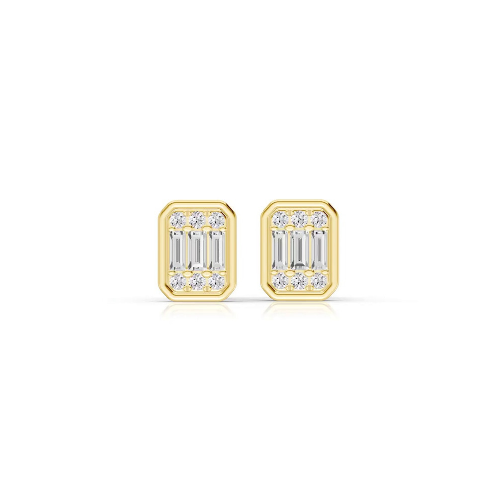 360 degree view of Emerelle Baguette & Round Earrings