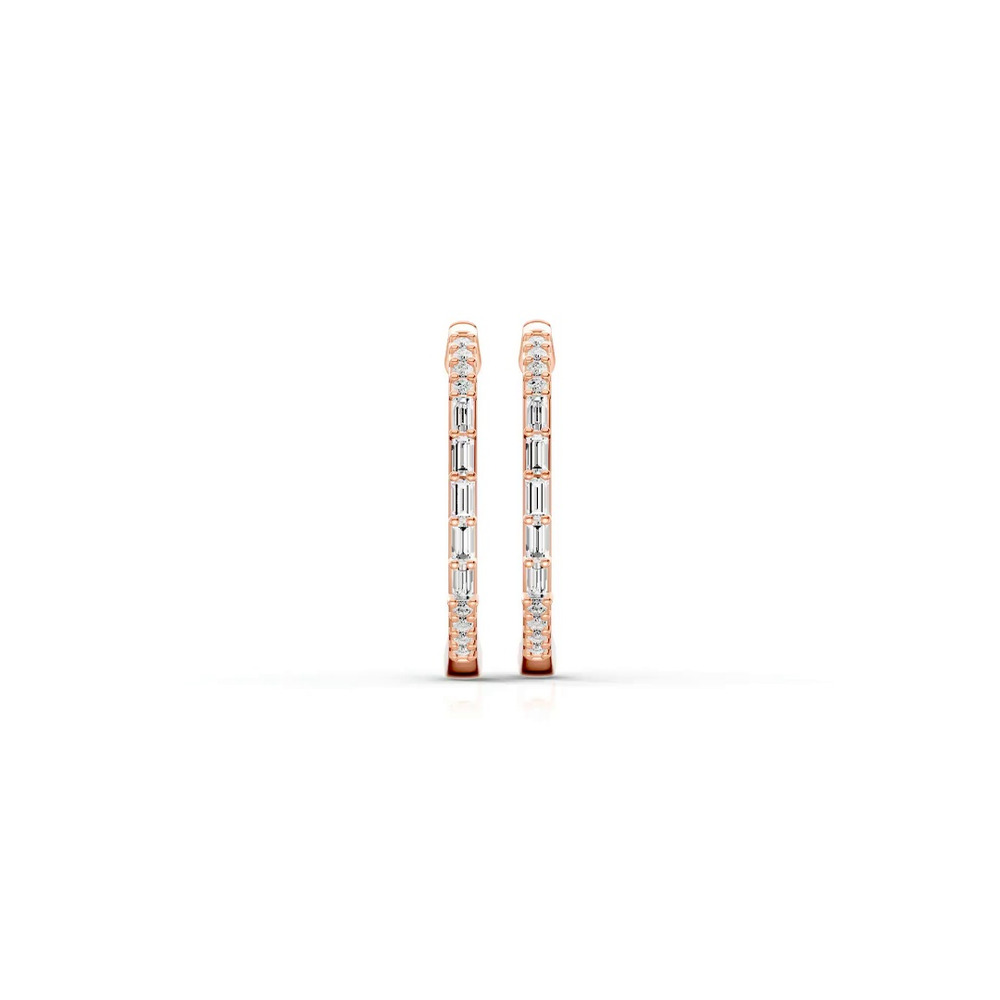 360 degree view of Baguette Highlight Pavé Hoops