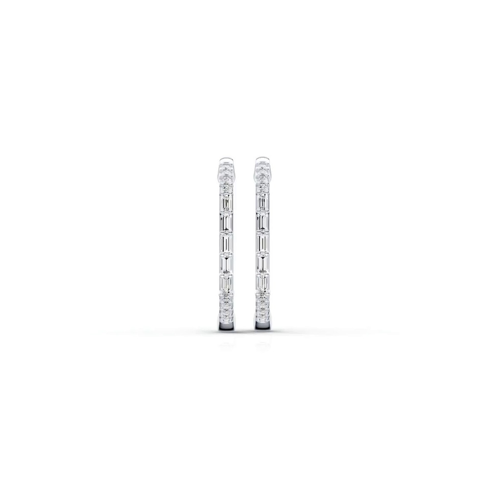 360 degree view of Baguette Highlight Pavé Lab Hoops