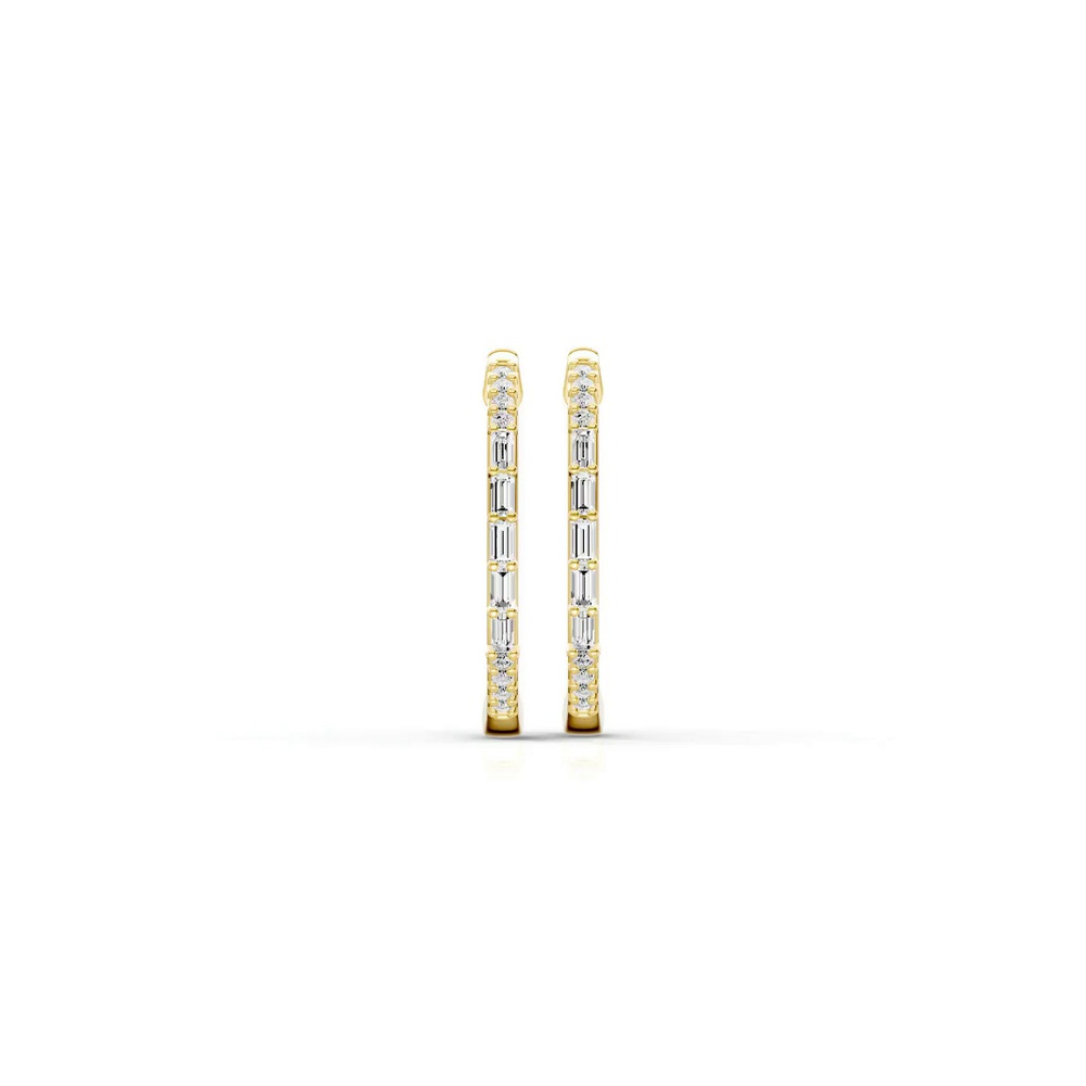 360 degree view of Baguette Highlight Pavé Hoops