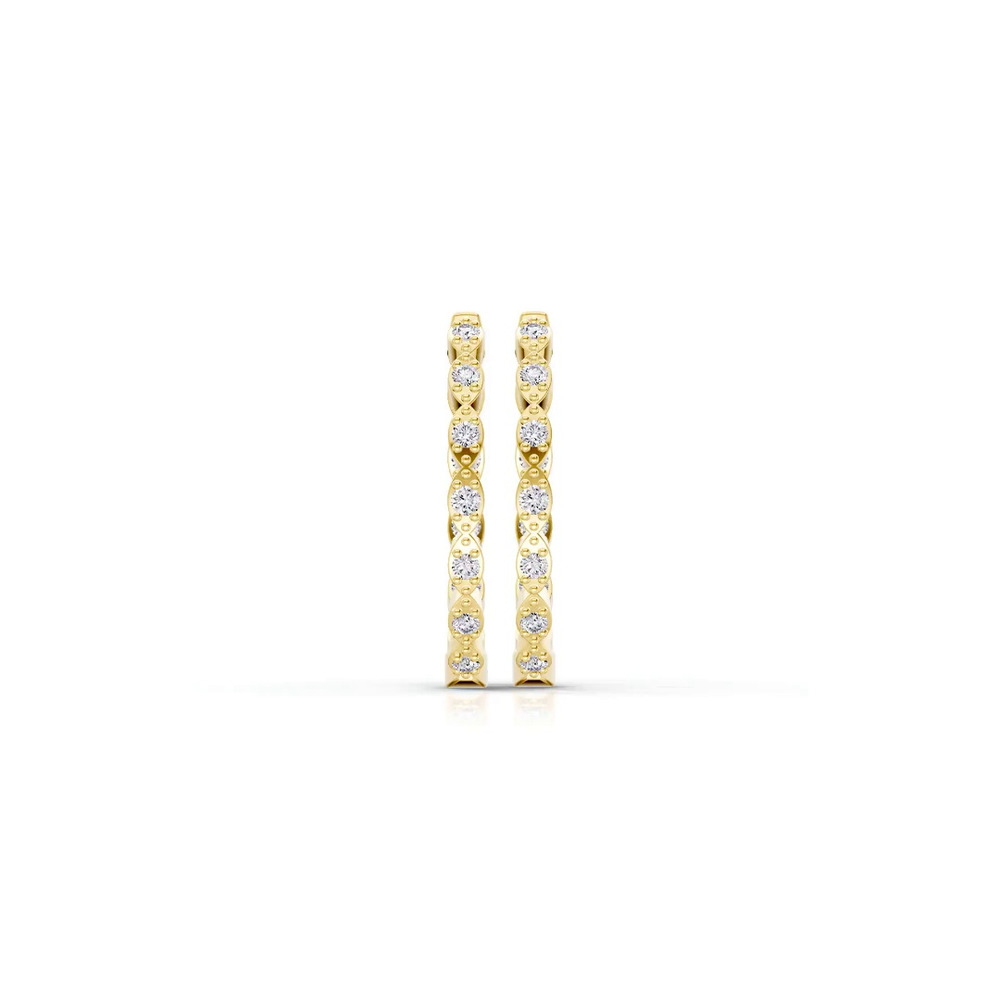 360 degree view of Marquise Outline Inside-Out Pavé Hoops
