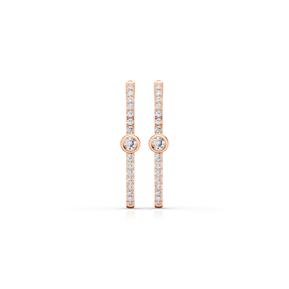 360 degree view of Embliss Round Bezel Pavé Lab Hoops (1 ct. tw)