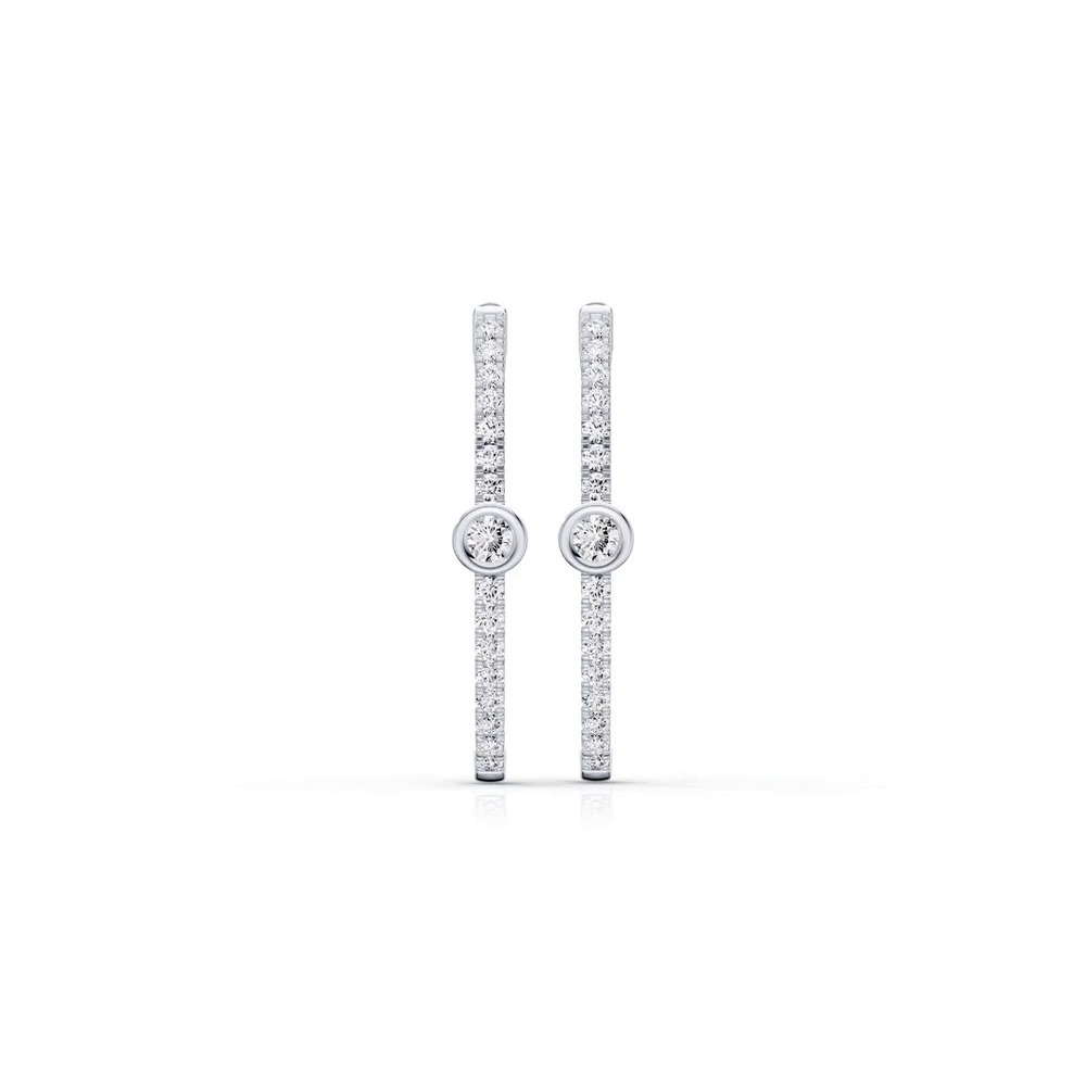 360 degree view of Embliss Round Bezel Pavé Hoops (1 ct. tw)