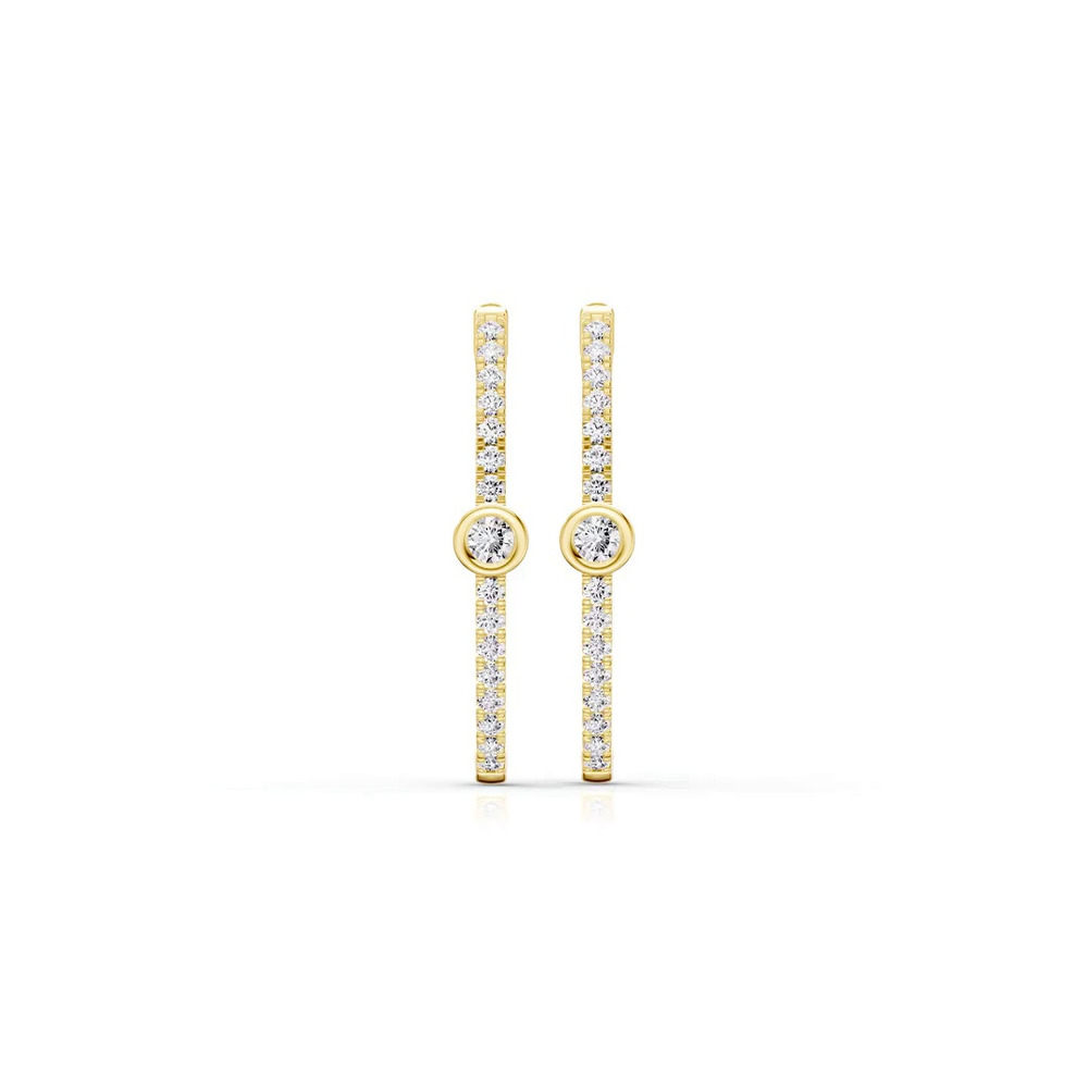 360 degree view of Embliss Round Bezel Pavé Hoops (1 ct. tw)