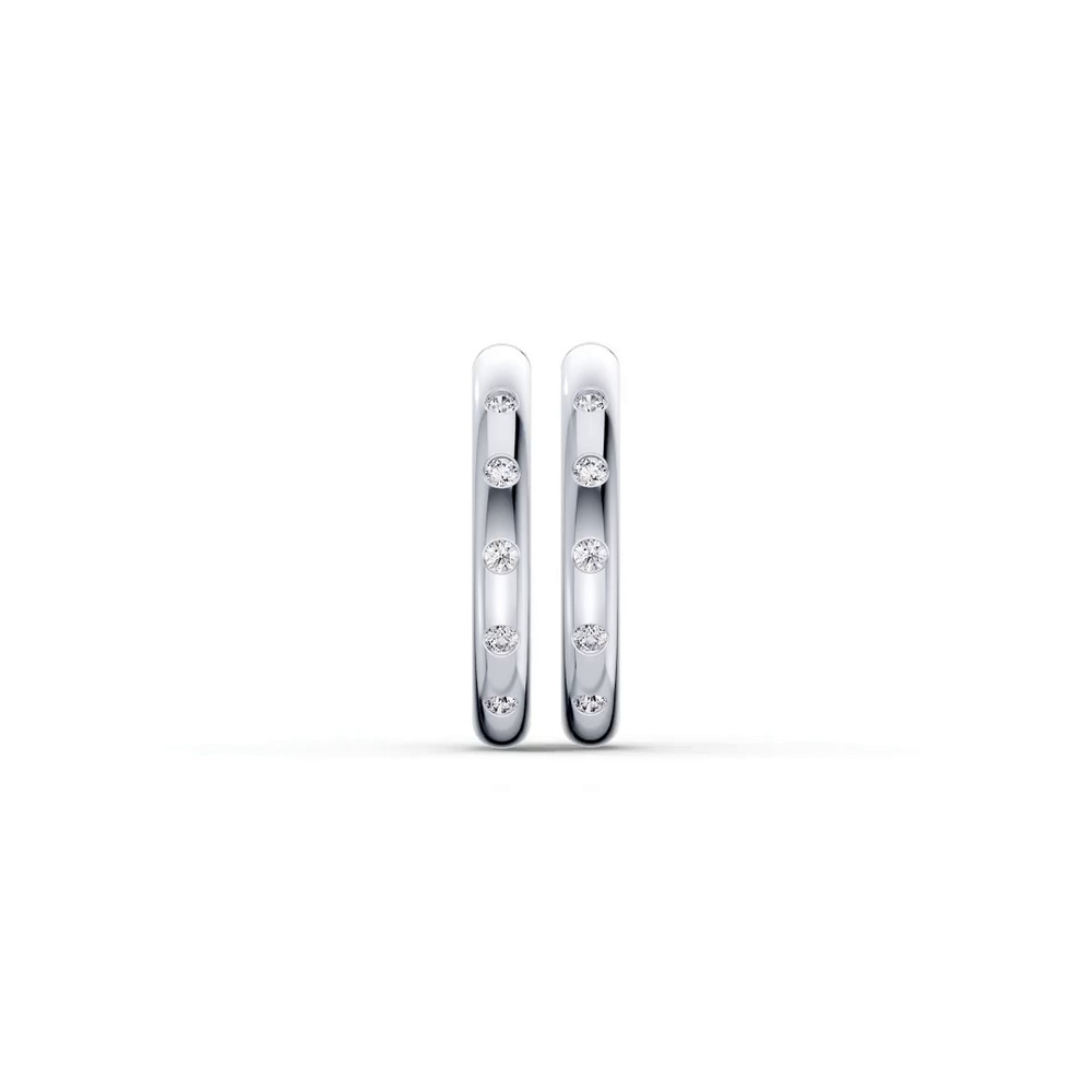 360 degree view of Emblush Petite Smooth Diamond Hoops