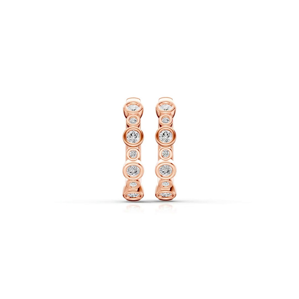 360 degree view of Bello Alternating Size Bezel Diamond Hoops (1/2 ct. tw.)