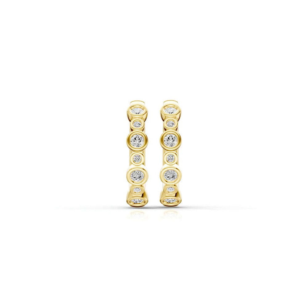 360 degree view of Bello Alternating Size Bezel Diamond Hoops (1/2 ct. tw.)