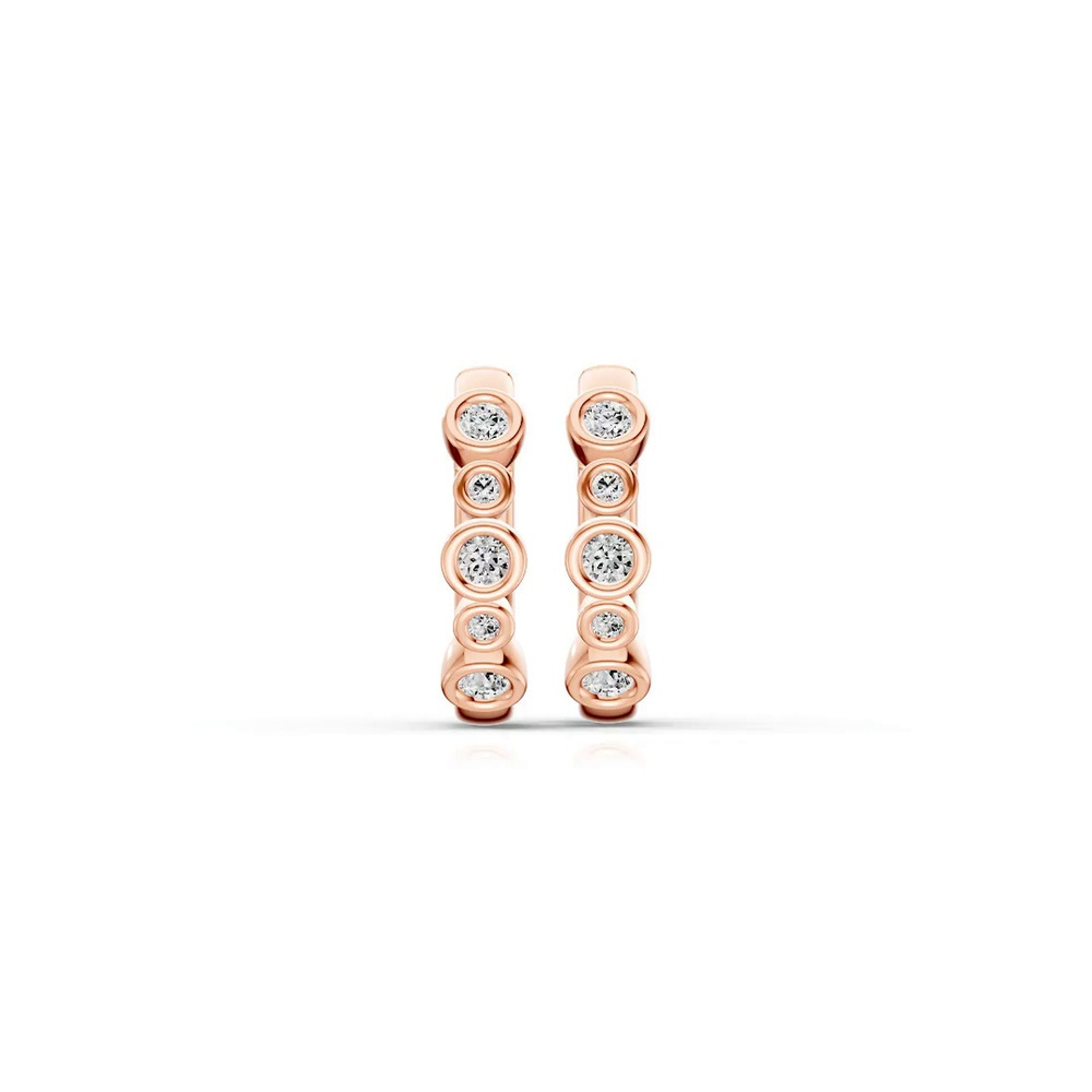 360 degree view of Bello Alternating Size Bezel Diamond Hoops (1/4 ct. tw.)