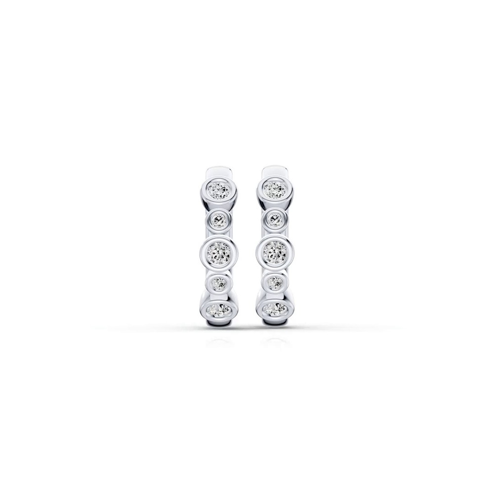 360 degree view of Bello Alternating Size Bezel Lab Diamond Hoops (1/4 ct. tw.)