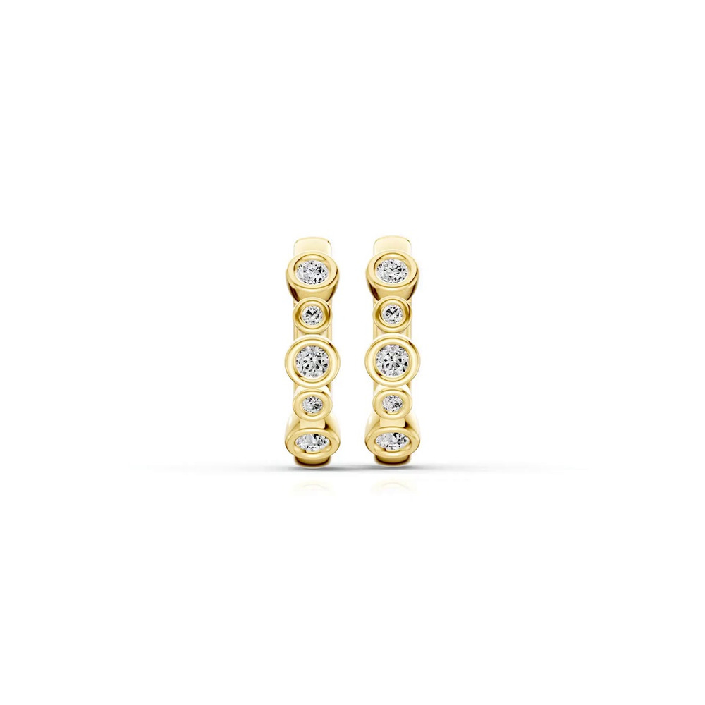 360 degree view of Bello Alternating Size Bezel Lab Diamond Hoops (1/4 ct. tw.)