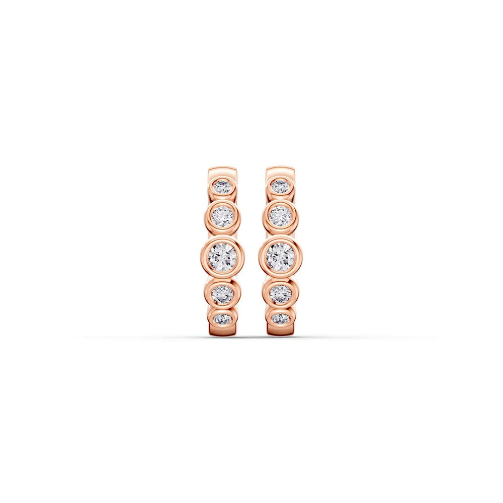 360 degree view of Bello Graduated Bezel Diamond Hoops (1/4 ct. tw.)
