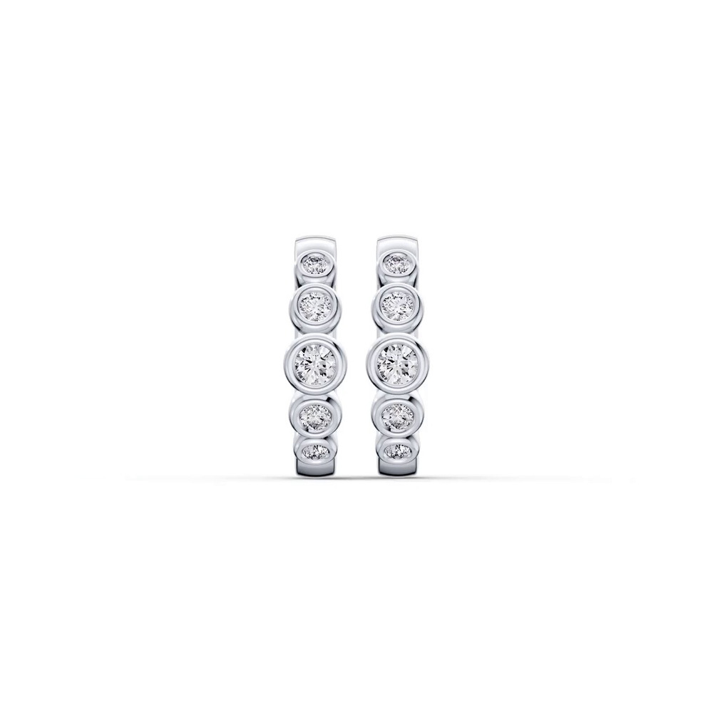 360 degree view of Bello Graduated Bezel Lab Diamond Hoops (1/4 ct. tw.)