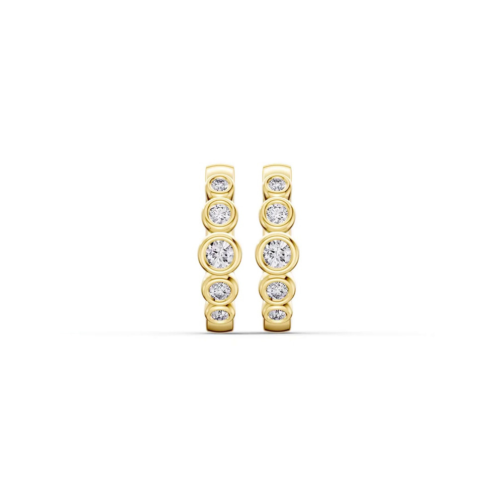 360 degree view of Bello Graduated Bezel Diamond Hoops (1/4 ct. tw.)