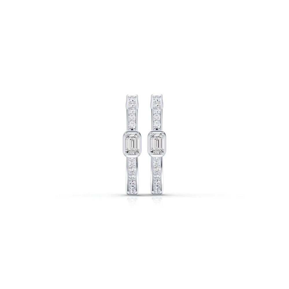 360 degree view of Embliss Emerald Bezel Pavé Lab Hoops (1/3 ct. tw)