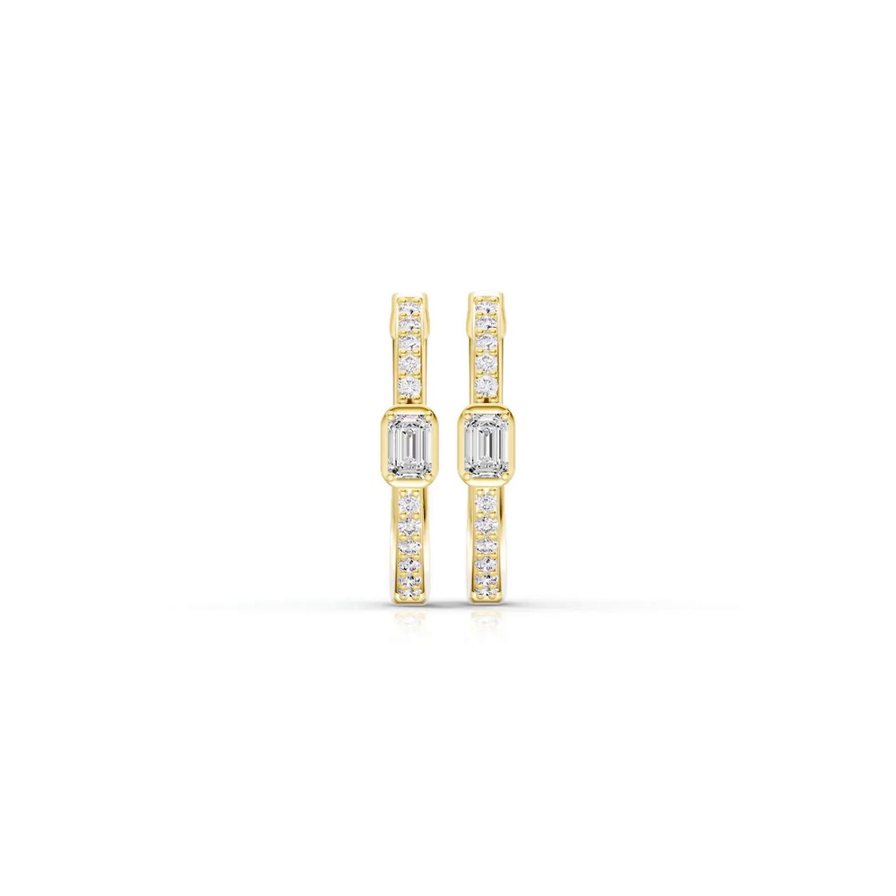 360 degree view of Embliss Emerald Bezel Pavé Lab Hoops (1/3 ct. tw)