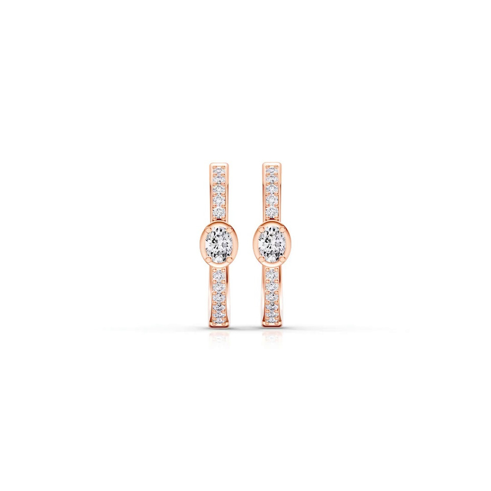 360 degree view of Embliss Oval Bezel Pavé Hoops (1/3 ct. tw)