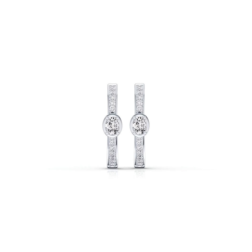 360 degree view of Embliss Oval Bezel Pavé Hoops (1/3 ct. tw)