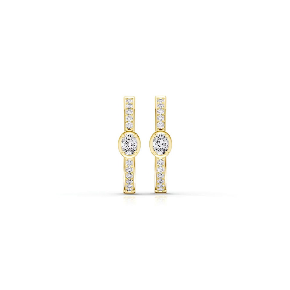 360 degree view of Embliss Oval Bezel Pavé Hoops (1/3 ct. tw)