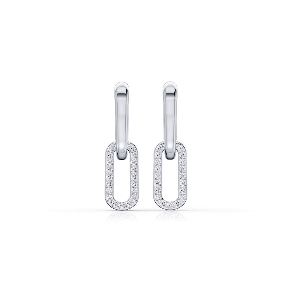 360 degree view of Ovara Sway Drop Lab Pavé Earrings