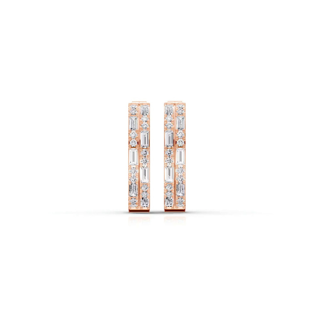 360 degree view of Orion Double Row Diamond Hoops