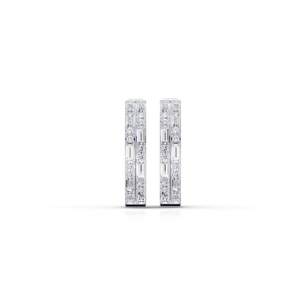 360 degree view of Orion Double Row Lab Diamond Hoops