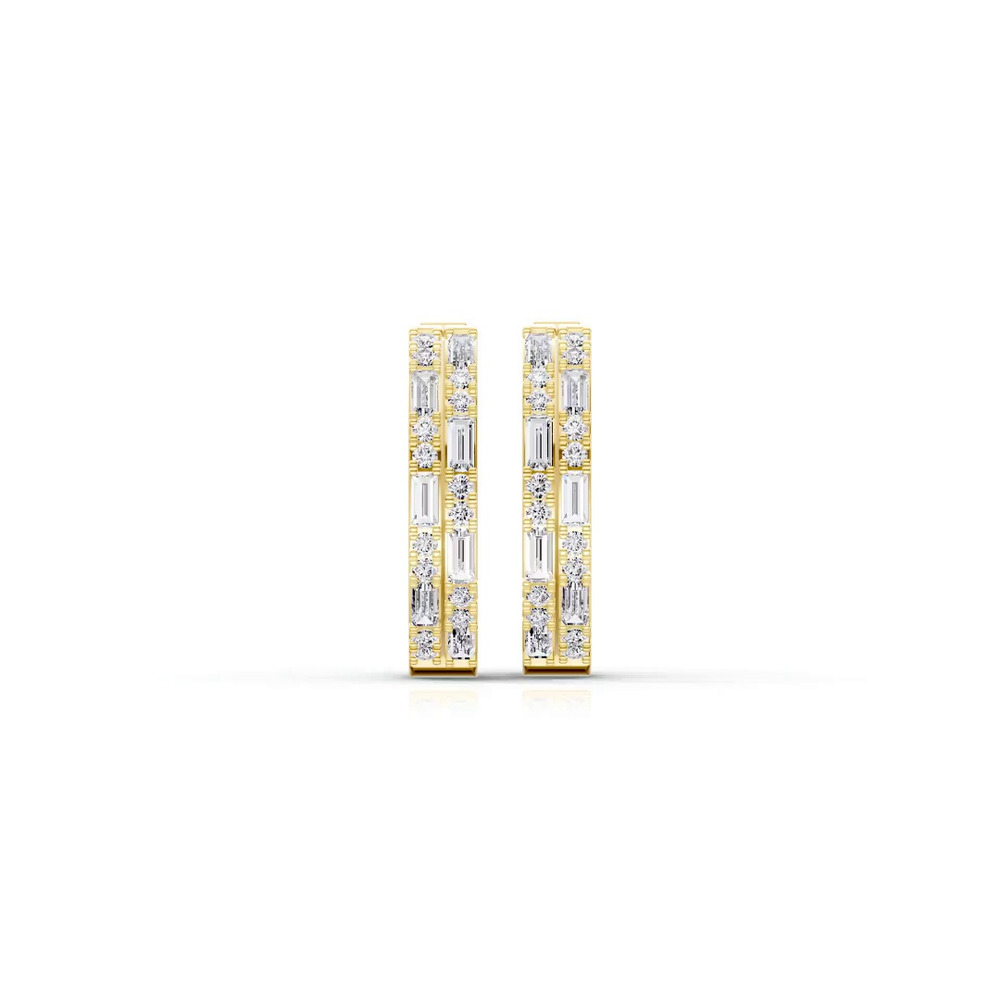 360 degree view of Orion Double Row Diamond Hoops